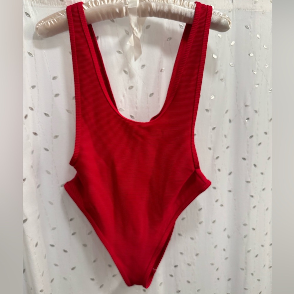 TWIIN Red Ribbed One piece Swimsuit